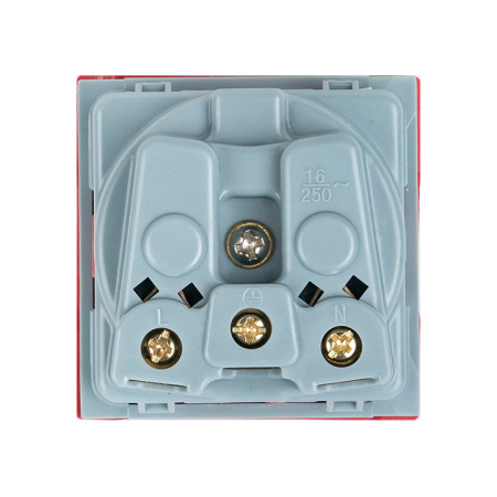 Розетка 45х45 с заземлением, 90 градусов, красная EKF