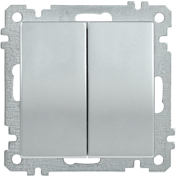 Выключатель 2-клавишный ВС10-2-0-Б 10А BOLERO серебряный IEK