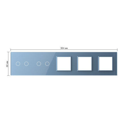 Панель для 2-х сенсорных выключателей и 3-х розеток, 4 клавиши (2+2), цвет синий, стекло Livolo