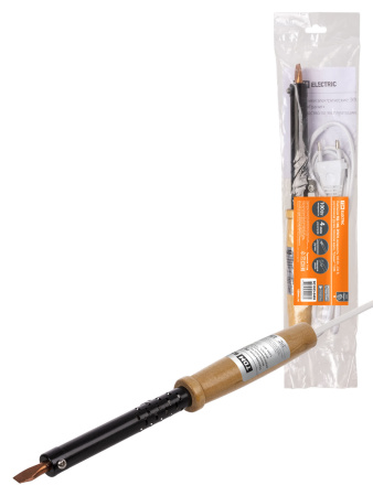 Паяльник ПД-100, ЭПСН, мощность 100 Вт, 230 В, деревянная ручка, плоское жало, "Гранит" TDM