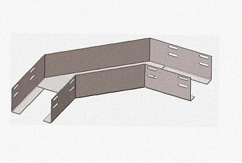 Лоток угловой замковый глухой КГЗГ 300х60-90 УТ1,5 поворот на 90, оцинкованный лист, S1,5