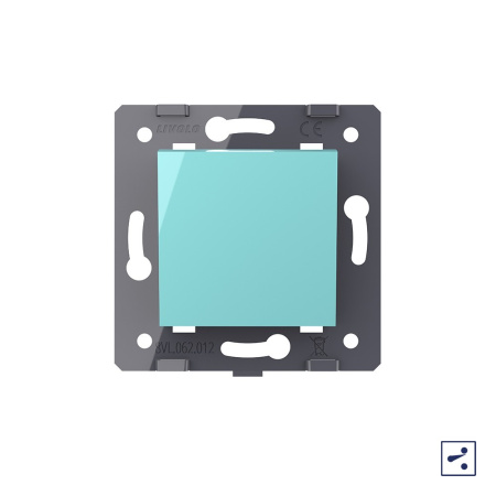 Одноклавишный проходной механический выключатель, цвет зеленый (механизм) Livolo