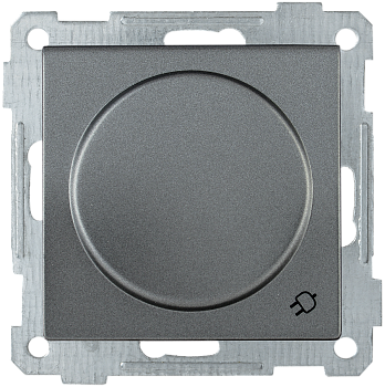 Розетка РС16-1-0-Б с з/з с защитной шторкой и крышкой 16А BOLERO антрацит IEK