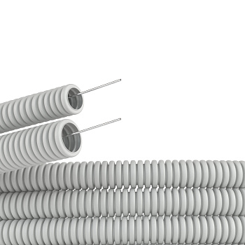 Труба ПВХ гибкая гофр. д.50мм, лёгкая с протяжкой, 15м, цвет серый DKC
