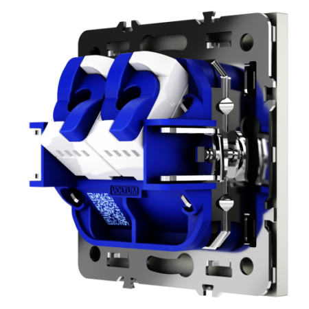 Розетка компьютерная встраиваемая Voltum S70 двойная RJ45+RJ45 КАТ.6, (сталь)
