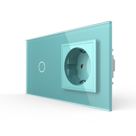 Сенсорный выключатель комбинированный на 1 линию 1 розетка 2 модуля Золотой Livolo