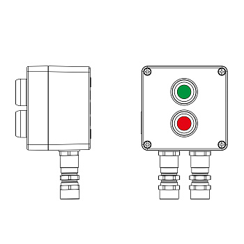 Взрывозащ. пост упр. из алюминия CPE-A-12-(1xP1G(11)-1xP1R(11))-2xKA2MHK(C)1Ex d e IIC Т5 Gb / Ex tb IIIC T95°C Db IP66 DKC