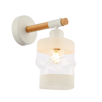 Светильник настенный Белый, Светлое дерево/Белый, Прозрачный E27 1*60Вт SLE114501-01 EVOLUCE