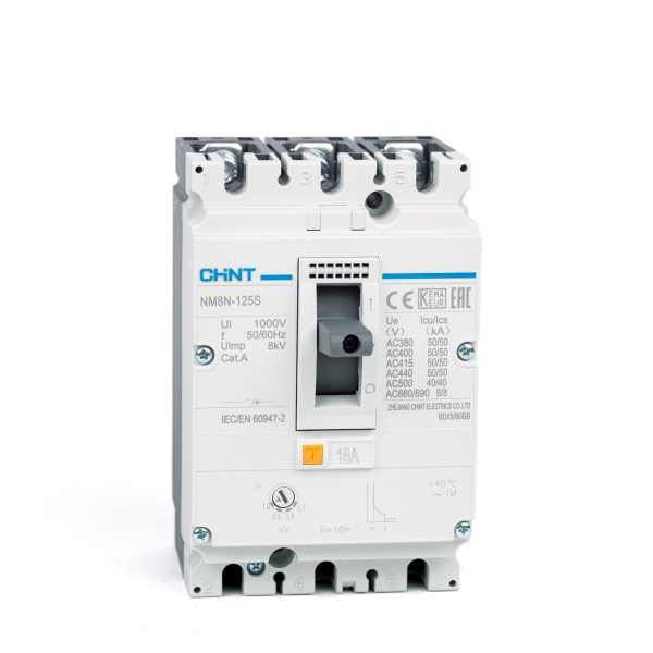 Выключатель автоматический NM8N-125R TM 3П 16А 150кА с рег. термомаг. расцепителем CHINT
