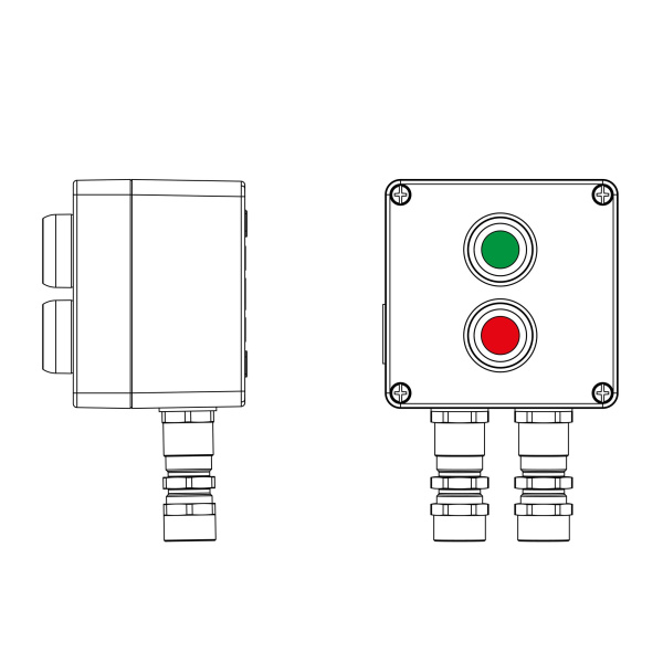 Взрывозащ. пост упр. из алюминия CPE-A-12-(1xP1G(11)-1xP1R(11))-2xKA2MHK(C)1Ex d e IIC Т5 Gb / Ex tb IIIC T95°C Db IP66 DKC