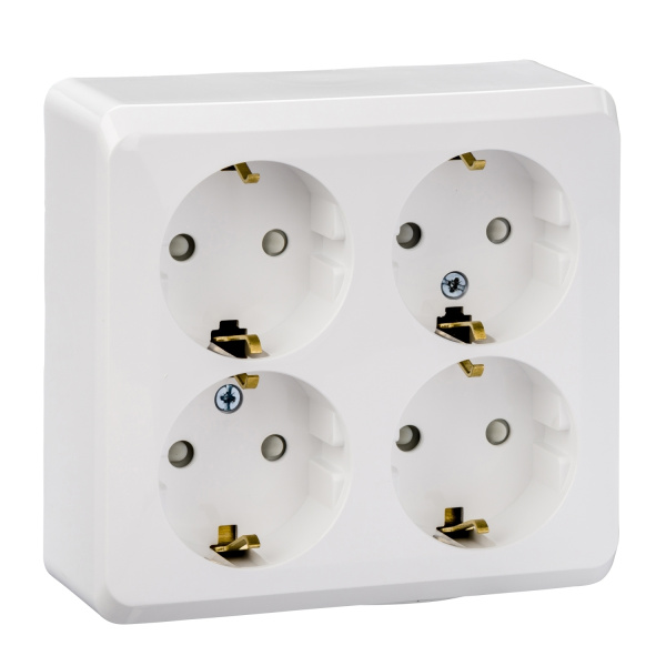 ЭТЮД Розетка ОУ 4 мест. с зазем.со шторками 16А белый IP20 (кр.5шт) Schneider Electric