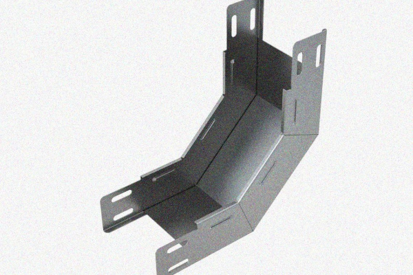 Лоток замковый глухой КПЗГ 200х100-45 УТ1,5 для поворота трассы вверх на 45, оцинкованный лист, S1,0