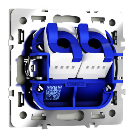 Розетка компьютерная встраиваемая Voltum S70 двойная RJ45+RJ45 КАТ.6, (сталь)