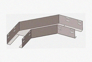 Лоток угловой замковый перфорированный КГЗ 150х80-90 УХЛ1 поворот на 90, оцинкованный лист S1,0