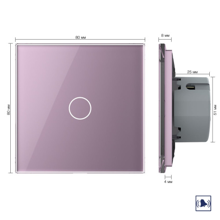 Сенсорный дверной звонок 1 клавиша 1 модуль Розовый Livolo