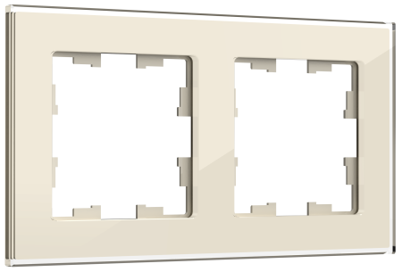 BRITE Рамка 2-мест. РУ-2-2-БрВа стекло ванильный IEK