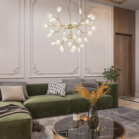 Умный подвесной светильник 36*G4 3Вт перламутровое золото IP20 Foglia (342 золото / белый) Bogate's