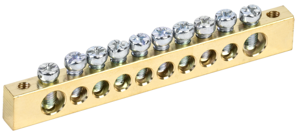 Шина PEN "земля-ноль" 8х12мм 10/2 (10групп/крепеж по краям) IEK