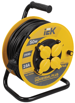 Катушка УК50 с термозащитой 4 места 2P+PE/50м 3х1,5мм2 IP44 INDUSTRIAL PLUS IEK