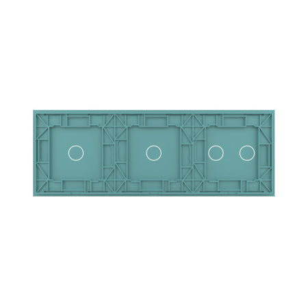 Панель для трех сенсорных выключателей, 4 клавиши (2+1+1), цвет зеленый, стекло Livolo