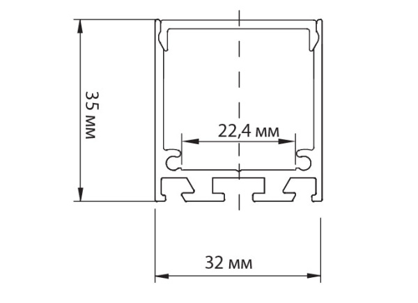 Donel Накладной/подвесной алюминиевый профиль, 32х35х2000. Цвет: Черный матовый, RAL9005,серия:DN8ALE