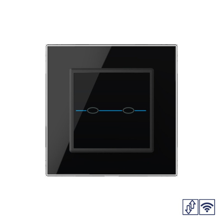 Сенсорный радиоуправляемый выключатель для жалюзи Quadro 2 клавиши 1 модуль Черный Livolo