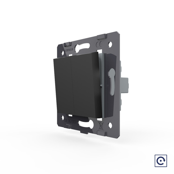 Двухклавишная механическая кнопка (звонок), цвет черный (механизм) Livolo