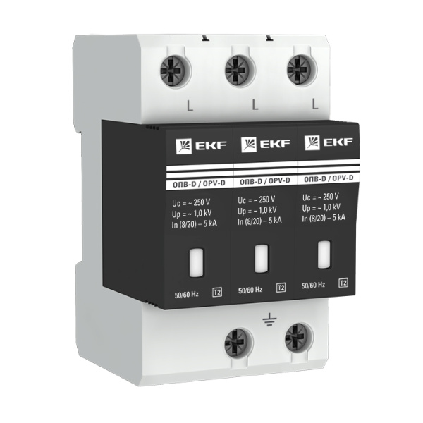 Ограничитель импульсных напряжений ОПВ-D 3П In 5кА 230В с сигн. EKF PROxima 