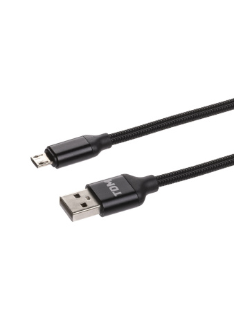 Дата-кабель, ДК 8, USB - USB Type-C, 1 м, тканевая оплетка, черный, TDM