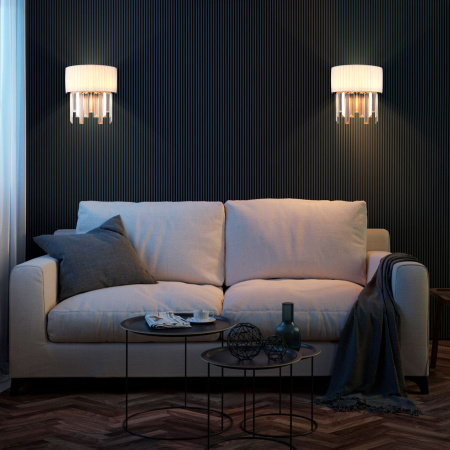 Настенный светильник с абажуром 2*E14 40Вт хром IP20 Amantea (10122/2 хром) Eurosvet