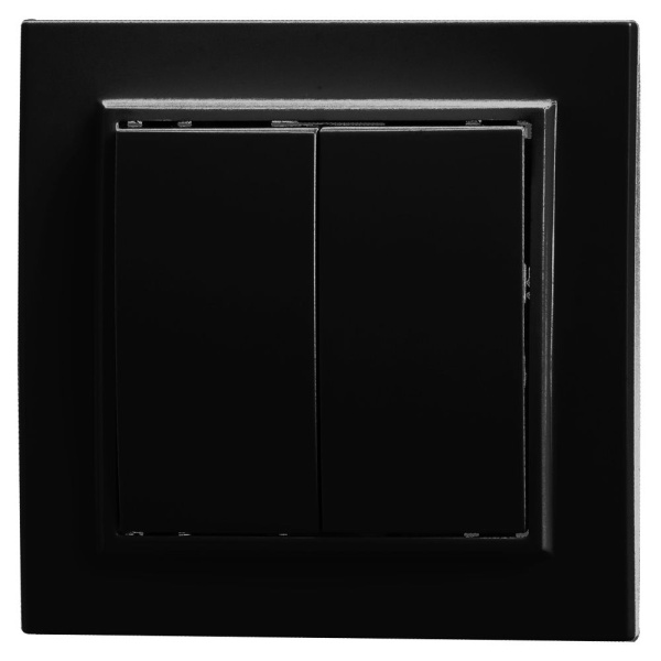 Выключатель 2-клавишный STEKKER, PSW10-9004-03, 250V, 10А, серия Эрна, черный