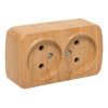 Минск Розетка 2-местная ОП 10А без заземления светлое дерево EKF