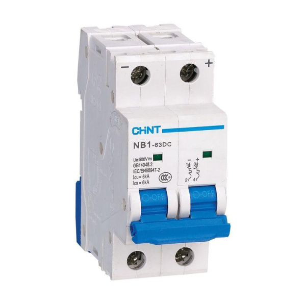 Выключатель автоматический ВА МОД NB1-63DC 2П 1А 6кА С 500В DC CHINT