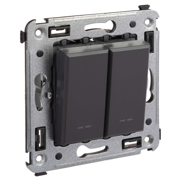 Выключатель двухклавишный в стену, "Avanti", "Черный матовый" DKC