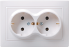Розетка 2-местная РС12-3-КБ с з/з без защитной шторки 16А КВАРТА белый IEK