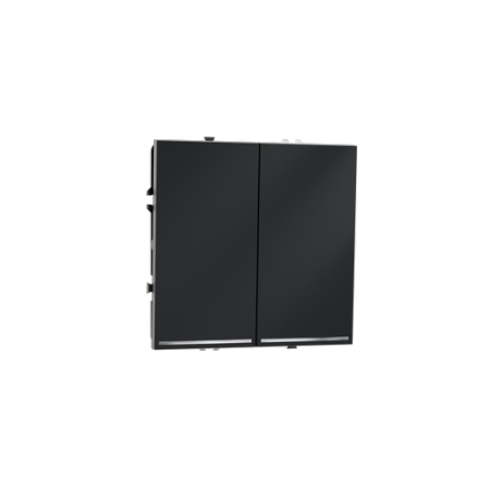 Выключатель встраиваемый Voltum S70 двухклавишный с подсветкой 10А, (графит)