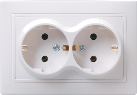 Розетка 2-местная РС12-3-КБ с з/з без защитной шторки 16А КВАРТА белый IEK