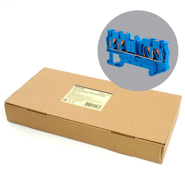 Зажим пружинный, 4-проводной проходной ЗНИ - 2,5, JXB PT 2,5, синий LD574-2-25 STEKKER