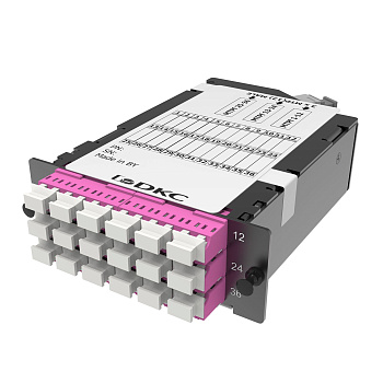 Претерминированная кассета 36ОВ 09/125 OM4, 3xMTP(12)f/18xLC-UPC Duplex, 1 HU DKC