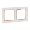 Стокгольм Рамка 2-местная белая с линией цвета шампань EKF