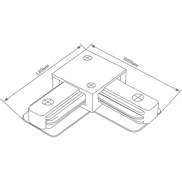 Donel L-образный токопроводящий соединитель для шинопровода, черный, пластик, 69х69 мм, серия: DN01