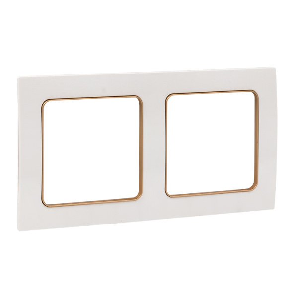 Стокгольм Рамка 2-местная белая с линией цвета шампань EKF