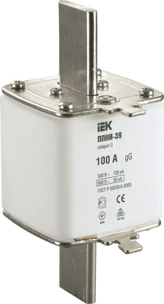 Плавкая вставка предохранителя ППНИ-39 габарит 3 100А IEK