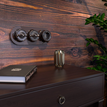 Переключатель одноклавишный (коричневый) Ретро ОУ IP20 Werkel