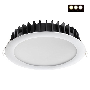 Встр.св/д св-к с перекл.цвет.темп.IP20 LED 3000К/4000К/6000К 20W 220V белый LANTE NOVOTECH