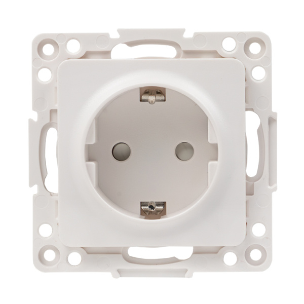 Стокгольм Механизм Розетки 1-местной с/з 16А белый с защ, штор, EKF