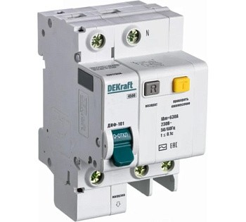 Дифференциальный автоматический выключатель АВДТ 1П+N 10А 30мА 4,5кА ДИФ-101 DEKraft