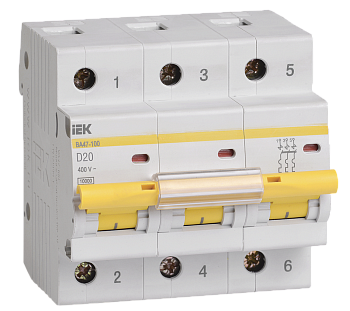 Выключатель автоматический ВА МОД ВА47-100 3П 20А 10кА D IEK