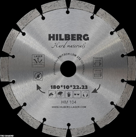 Диск алмазный отрезной 180*22,23 Hard Materials Лазер HM104 Hilberg
