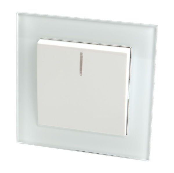 Выключатель 1-клавишный c индикатором, STEKKER, GLS10-7001-01, 250В, 10А, серия Катрин, белый